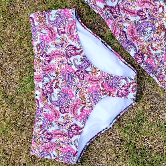 Pink Paisley 2 Piece Bathing Suit NWOT - Picture 7 of 9